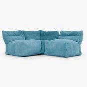 3 Piece Multi Open Modular Sofa Set - Cord Aegean Blue