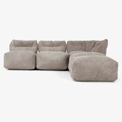 3 Piece Open Chaise Modular Sofa Set - Cord Dovetail Grey