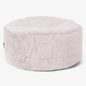 Large Round Footstool - Fluffy Faux Fur Rabbit Dusty Pink