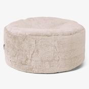 Large Round Footstool - Fluffy Faux Fur Rabbit Golden Brown