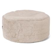 Large Round Footstool - Fluffy Faux Fur Rabbit Golden Brown