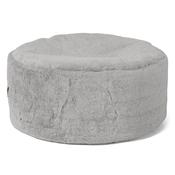 Large Round Footstool - Fluffy Faux Fur Rabbit Light Grey