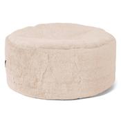 Large Round Footstool - Fluffy Faux Fur Rabbit White