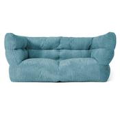 The 2 Seater Louis Sofa Bean Bag - Cord Aegean Blue