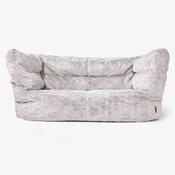 The 2 Seater Louis Sofa Bean Bag - Fluffy Faux Fur Rabbit Light Grey