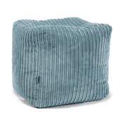 Cube Footstool Pouffe - Cord Aegean Blue