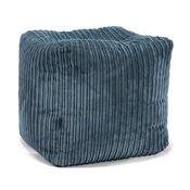 Cube Footstool Pouffe - Cord Navy Blue image