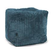 Cube Footstool Pouffe - Cord Teal Blue image