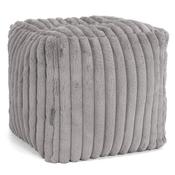 Cube Footstool Pouffe - Ultra Plush Cord Grey image