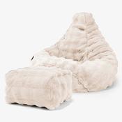 Highback Bean Bag Chair - Bubble Faux Fur Cream