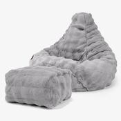 Highback Bean Bag Chair - Bubble Faux Fur Grey