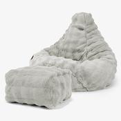 Highback Bean Bag Chair - Bubble Faux Fur Sage Green