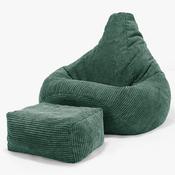 Highback Bean Bag Chair - Pom Pom Emerald Green image