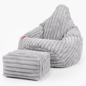 Highback Bean Bag Chair - Ultra Plush Cord Grey