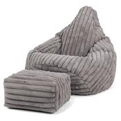 Highback Bean Bag Chair - Ultra Plush Cord Grey