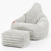 Highback Bean Bag Chair - Ultra Plush Cord Sage Green