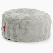 Large Round Footstool - Bubble Faux Fur Sage Green
