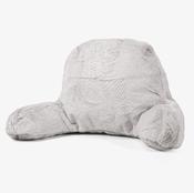 High Back Support Cuddle Cushion - Fluffy Faux Fur Rabbit Light Grey image