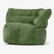 Modular Sofa Bean Bag, Right Corner Section - Cord Forest Green