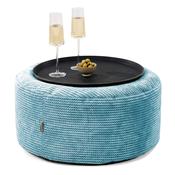 Ottoman Pouf with a Serving Tray - Pom Pom Aegean Blue image