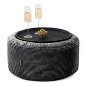 Ottoman Pouf with a Serving Tray - Pom Pom Black image