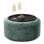 Ottoman Pouf with a Serving Tray - Pom Pom Emerald Green image