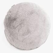 Round Scatter Cushion Cover 50cm - Fluffy Faux Fur Rabbit Light Grey