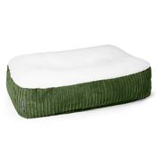 Sloucher Medium Dog Bed - Sherpa &amp; Cord Forest Green