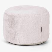 Small Round Footstool - Fluffy Faux Fur Rabbit Dusty Pink