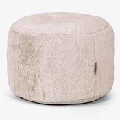 Small Round Footstool - Fluffy Faux Fur Rabbit Golden Brown