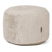 Small Round Footstool - Fluffy Faux Fur Rabbit Golden Brown