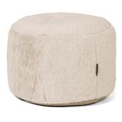 Small Round Footstool - Fluffy Faux Fur Rabbit White