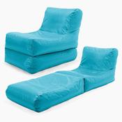 2 in 1 Garden Sun Lounger Bean Bag SmartCanvas Aqua Blue in