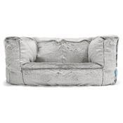 Albert Kids Sofa Bean Bag 2-6 yr - Fluffy Faux Fur Rabbit Light Grey image