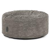 Large Round Pouffe - Cord Graphite Grey