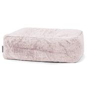 Large Footstool - Fluffy Faux Fur Rabbit Dusty Pink image