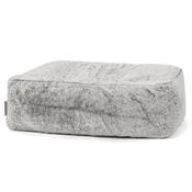 Large Footstool - Fluffy Faux Fur Rabbit Light Grey image
