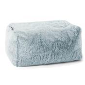 Small Footstool - Fluffy Faux Fur Rabbit Dusty Blue