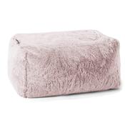 Small Footstool - Fluffy Faux Fur Rabbit Dusty Pink