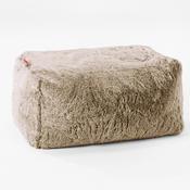 Small Footstool - Fluffy Faux Fur Rabbit Golden Brown