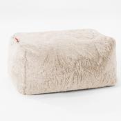 Small Footstool - Fluffy Faux Fur Rabbit White