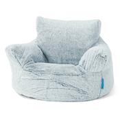 Kids Armchair Bean Bag for Toddlers 1-3 yr - Fluffy Faux Fur Rabbit Dusty Blue