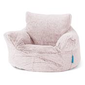 Kids Armchair Bean Bag for Toddlers 1-3 yr - Fluffy Faux Fur Rabbit Dusty Pink