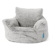Kids Armchair Bean Bag for Toddlers 1-3 yr - Fluffy Faux Fur Rabbit Light Grey
