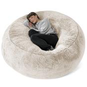 Mega Mammoth Bean Bag Sofa - Fluffy Faux Fur Rabbit Golden Brown