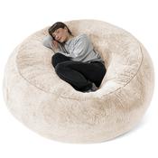 Mega Mammoth Bean Bag Sofa - Fluffy Faux Fur Rabbit White