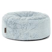 Large Round Pouffe - Fluffy Faux Fur Rabbit Dusty Blue image