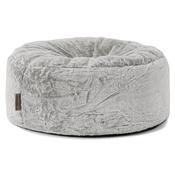 Large Round Pouffe - Fluffy Faux Fur Rabbit Light Grey image