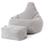 Highback Bean Bag Chair - Cord Silver Grey