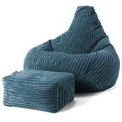 Highback Bean Bag Chair - Cord Teal Blue